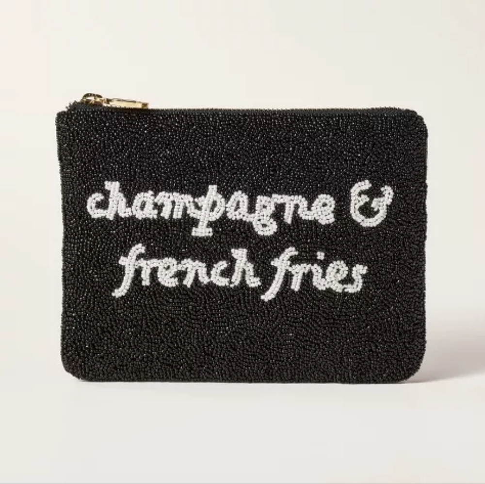 Kate Spade Champagne & French Fries Beaded Clutch NWT Limited Edition